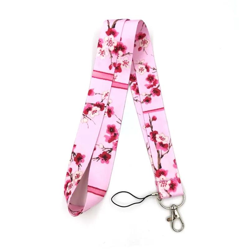 10 pièces fleurs de cerisier mode simple chaîne cou carte d'identité téléphone portable clé USB lanière