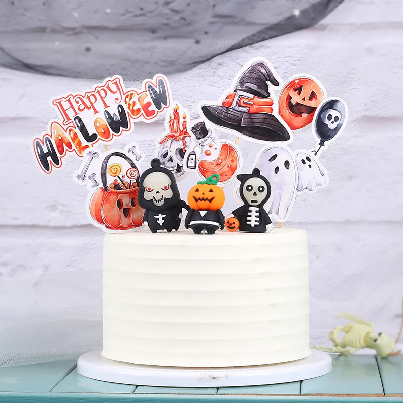 Party Supplies Halloween Cake Decoration Hand-painted Wind Ghost Pumpkin Cobwebs Little Devil Decoration Sign