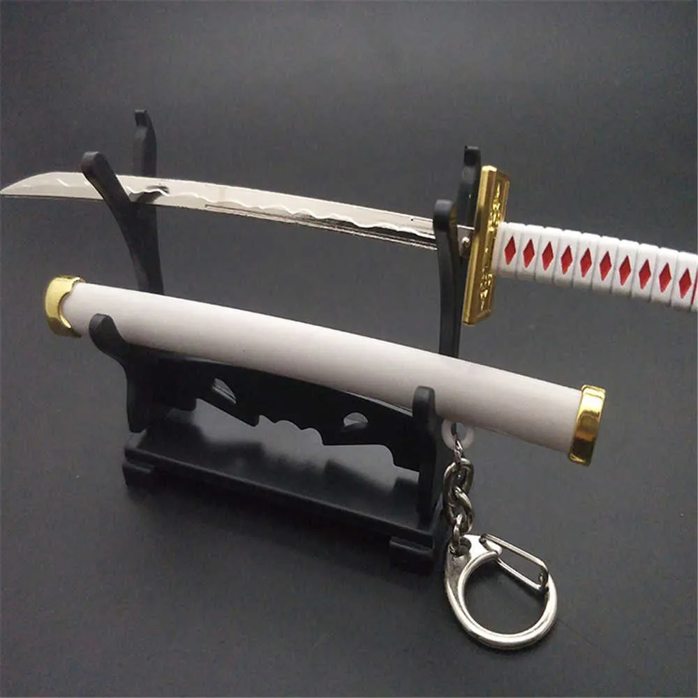 Eight Color Roronoa Zoro Sword Keychain Women Men Anime Knife Scabbard Sabre Snow Knife Key Chain Katana One Piece 15cm Q053 Y0906596974