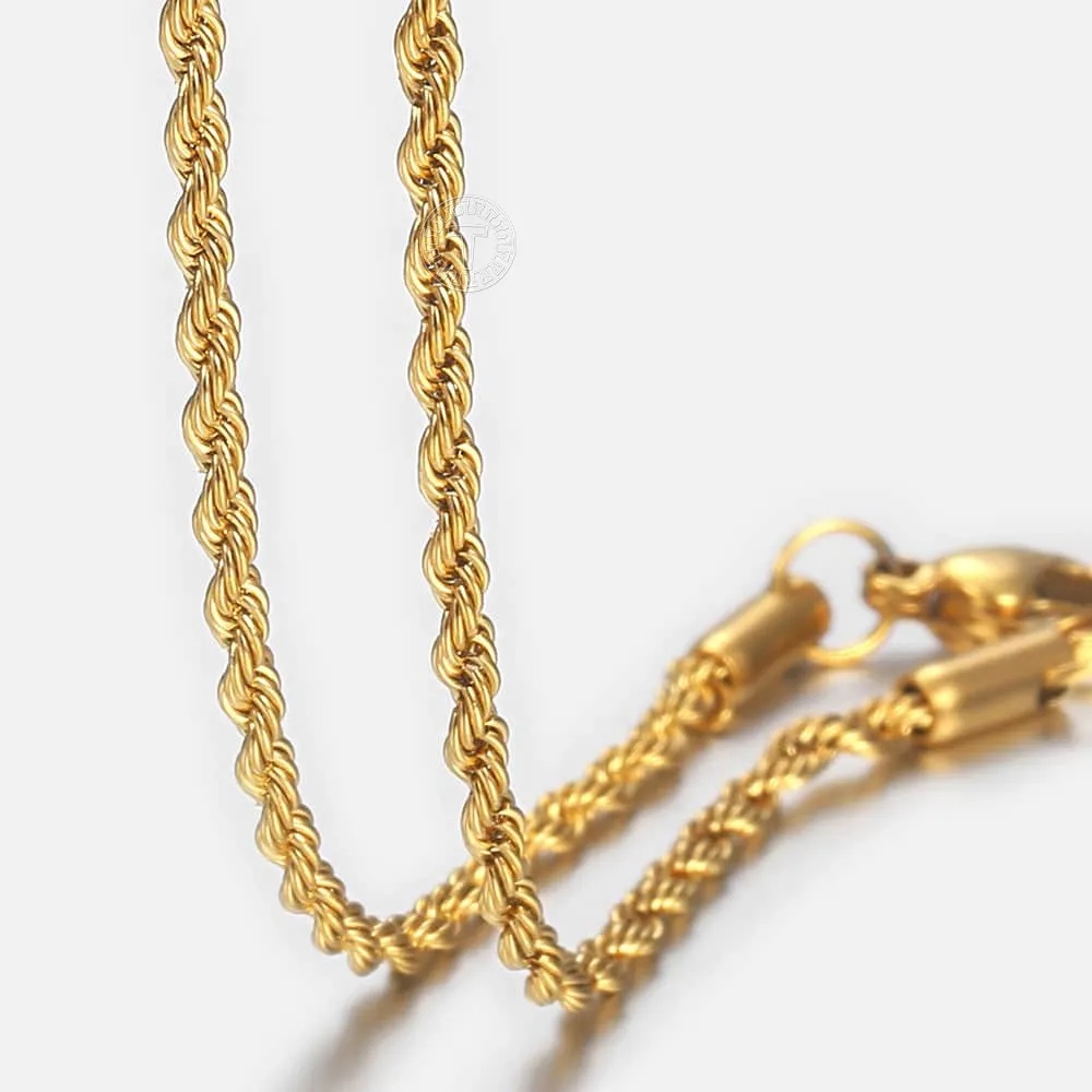 Gold Chain For Men Women Wheat Figaro Rope Cuban Link Chain Gold Filled Stainless Steel Necklaces Male Jewelry Gift Whole2378