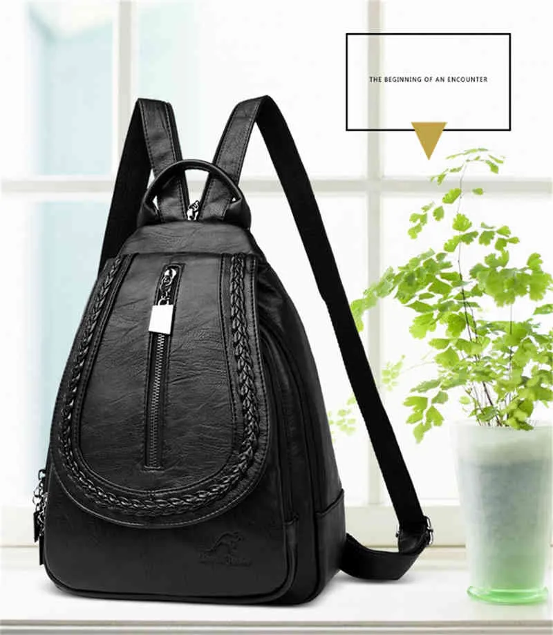 Mochilas de cuero para mujer, bolso para pechos de mujer Rits, mochila de viaje Sac A Dos, mochila Ladi, Mochilas escolares para adolescentes