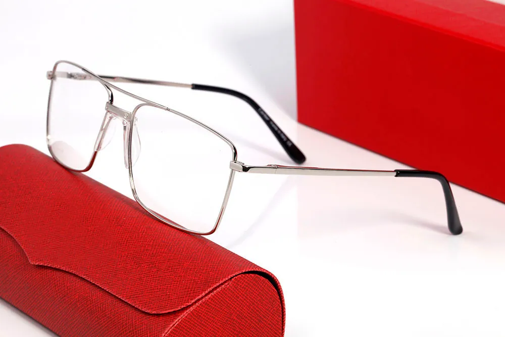 Optiska ramar Rimless Metal Frame Glass Clear Lens Rectangle Eyewear Olika för Man Unisex Högkvalitativ designer Eyeglass ACCE275Q