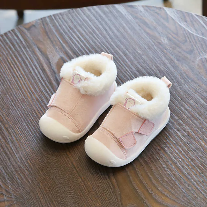冬の幼児の幼児のブーツ暖かい豪華な赤ちゃんの女の子男の子の雪屋外の柔らかい底滑り止め子供子供の靴211022