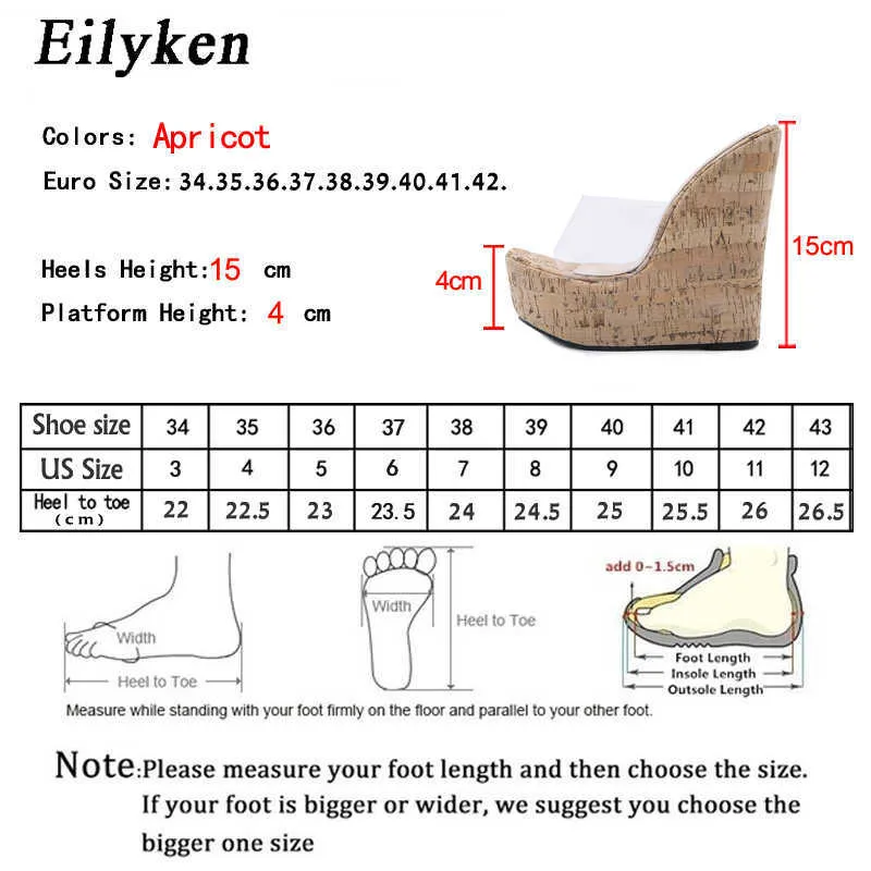 Eilyken Summer PVC trasparente con plateau zeppa sandalo moda tacchi alti scarpe femminili taglia 41 42 210928