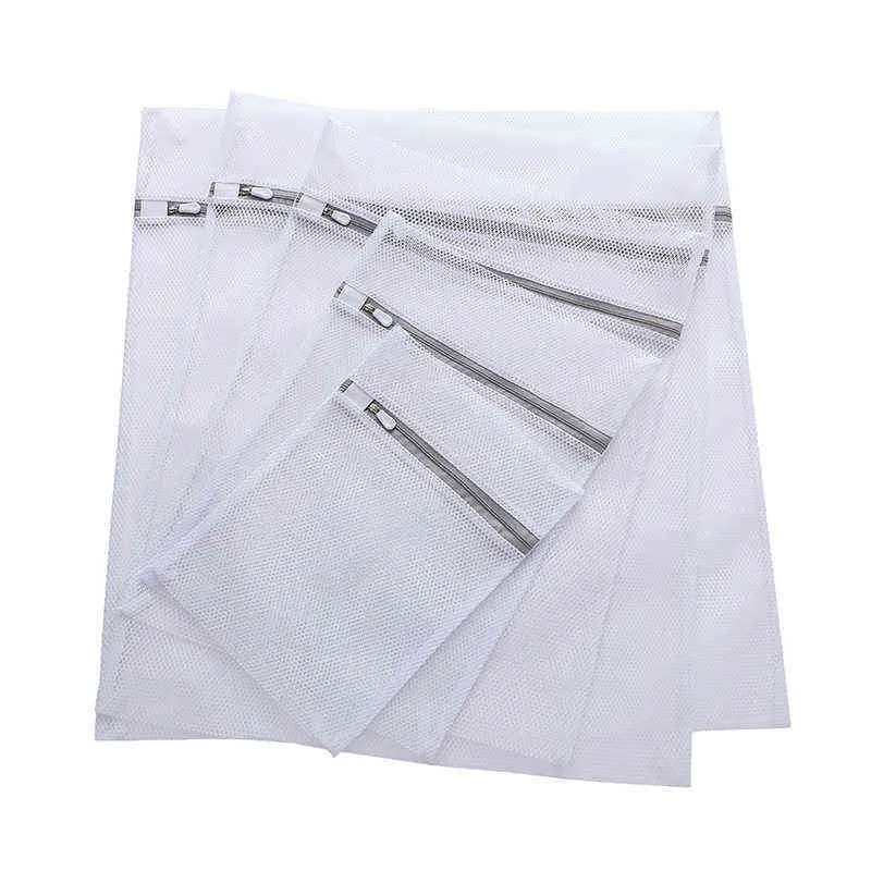 Zippered mesh tvättväska Polyester tvätt s grova nätkorg s för tvättmaskiner bh 211112