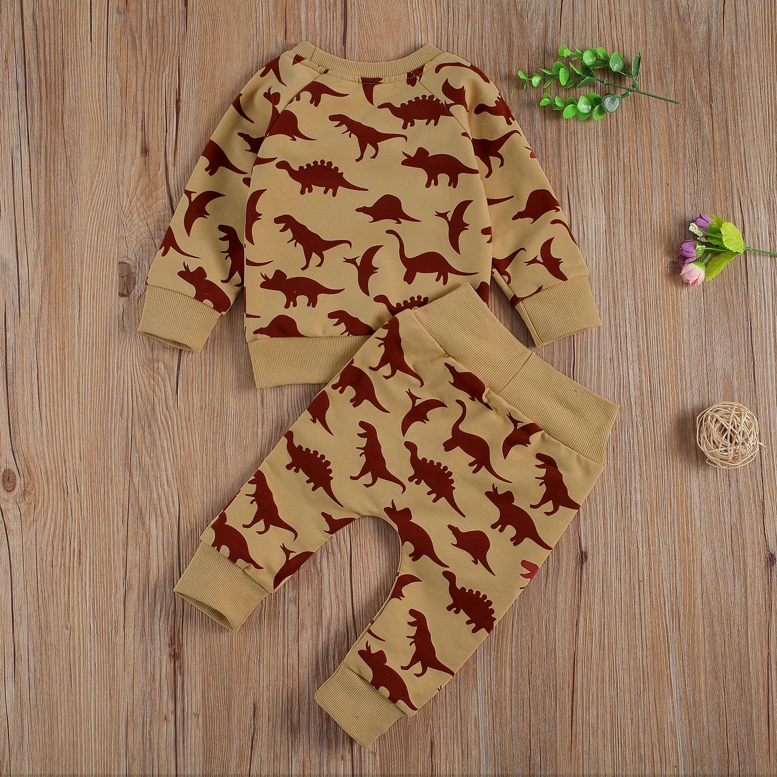 0-3y herfst winter zuigeling geboren peuter baby kind jongen kleding set cartoon dinosaurus lange mouw tops broek pyjama sets 210515