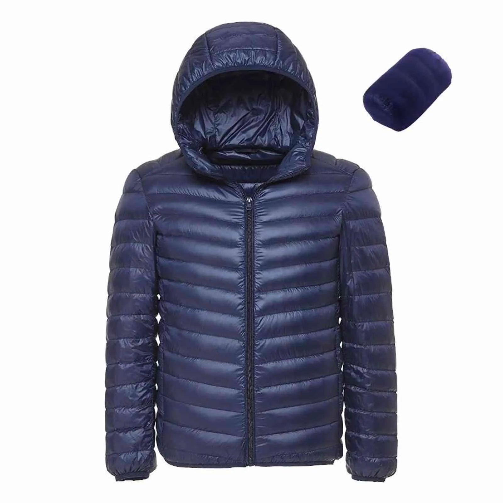 2021 Men Hooded Wihite Duck Down Jacket Warm Jacket Line Portable Package Men Pack Jacket Thin and Light Mens Down Coat G1108