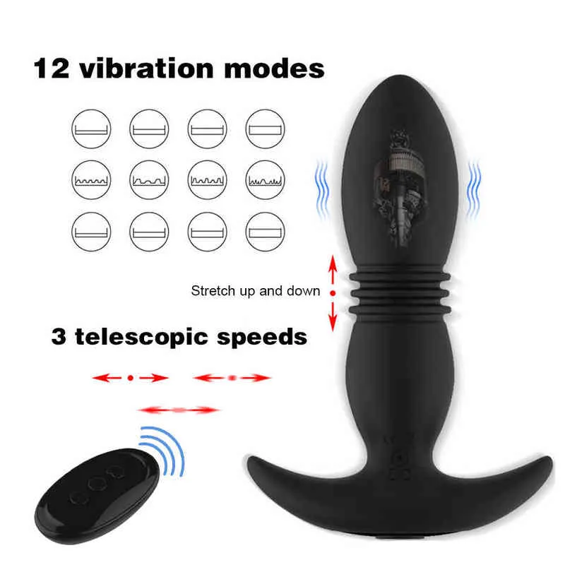 NXY ANAL TOYS DWEGENDE DILLAGE BULD Plug Vibrator Voor Vrouwen En Mannen Prostaat Massager Mannelijke Masturbator AdultSextoys Couples 1218