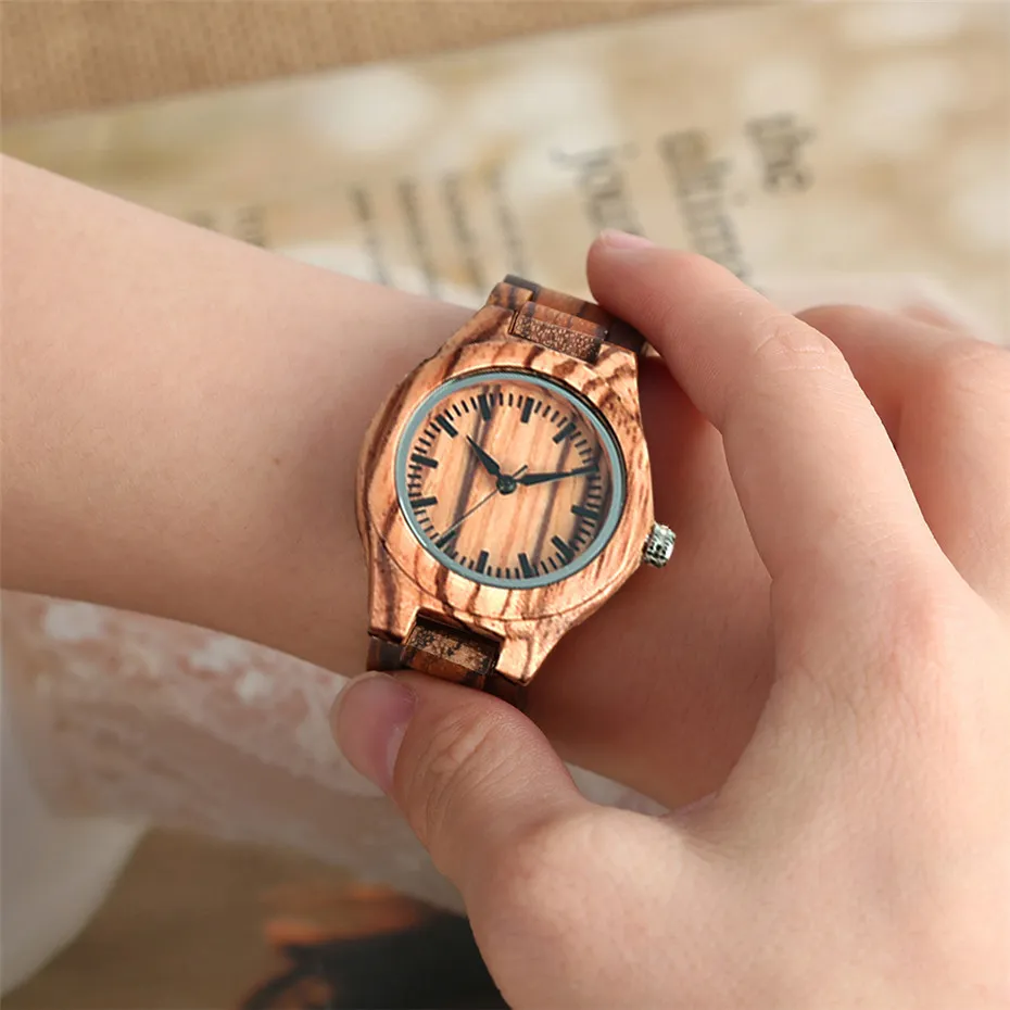 Classic Real Wooden Women Simple Scale Display Dial Quartz Timepiece Wood Bracelet Watch Ladies Top Gifts Item 2019