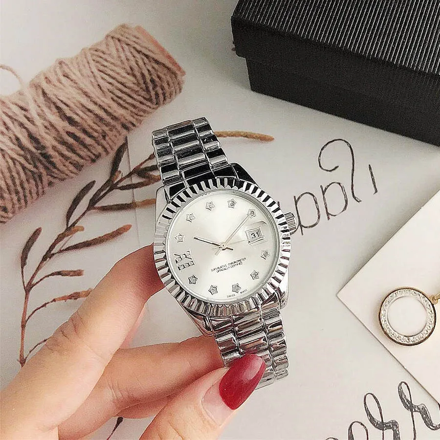 Модная бренда часы для женской девушки Crystal Star Style Metal Steel Band Quartz Watches R1523116