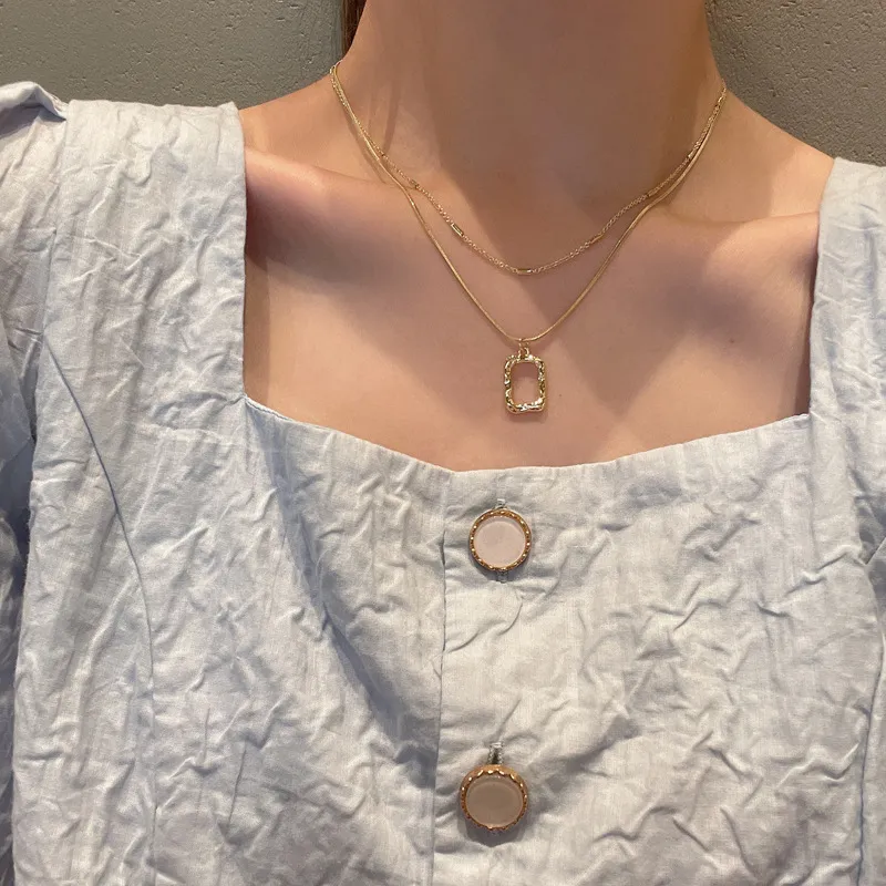 Collier empilé Géométrie de la chaîne de la clavicule de vent froid Hip Hop