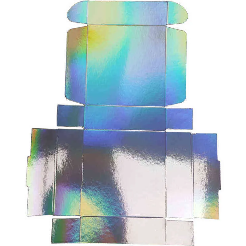 Caixa de papel de presente holográfica para lembrança de casamento de festa embalagem iridescente H1231