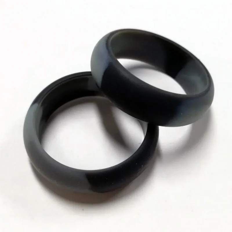 Anéis de casamento 8mm de largura anel de silicone conjunto banda camuflagem borracha de prata para homens mulheres dedo jóias presente anillo de silicone271v