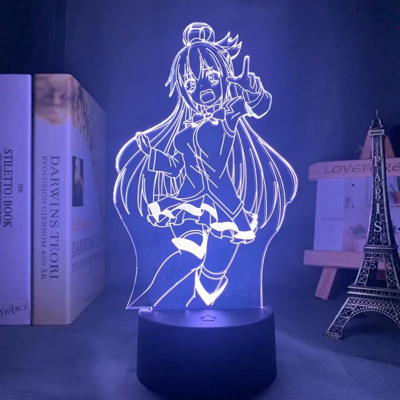 ナイトライトkonosuba led led light aqua lamp for bedroom decor decor Birthdayギフト3d anime288o