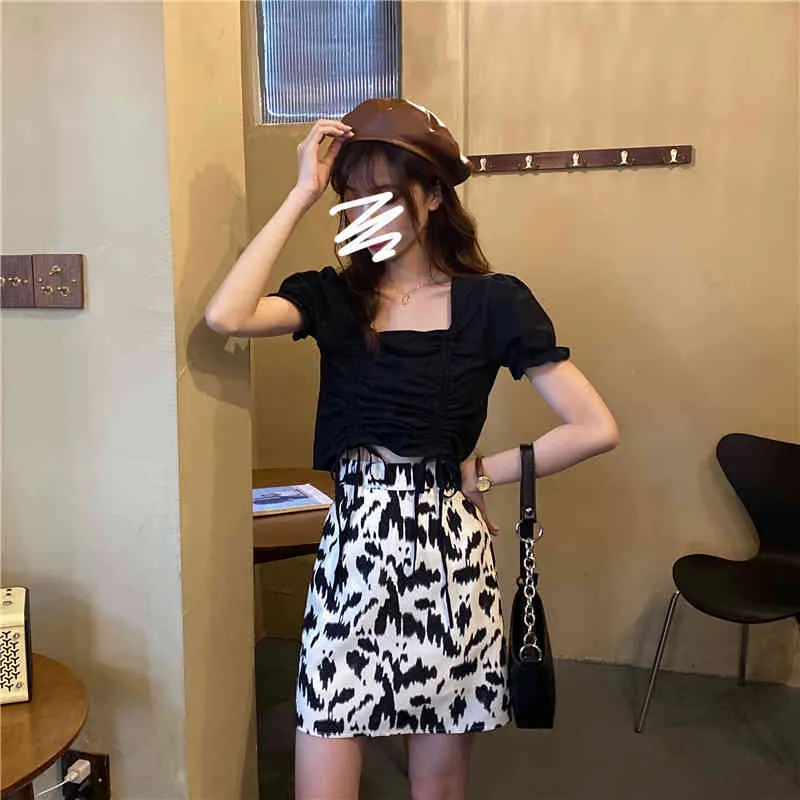 Vache imprimer été Mini jupes femmes taille haute coréen Vintage Clubwear jupes crayon chaîne a-ligne Harajuku Streetwear 2020 X233 X0428
