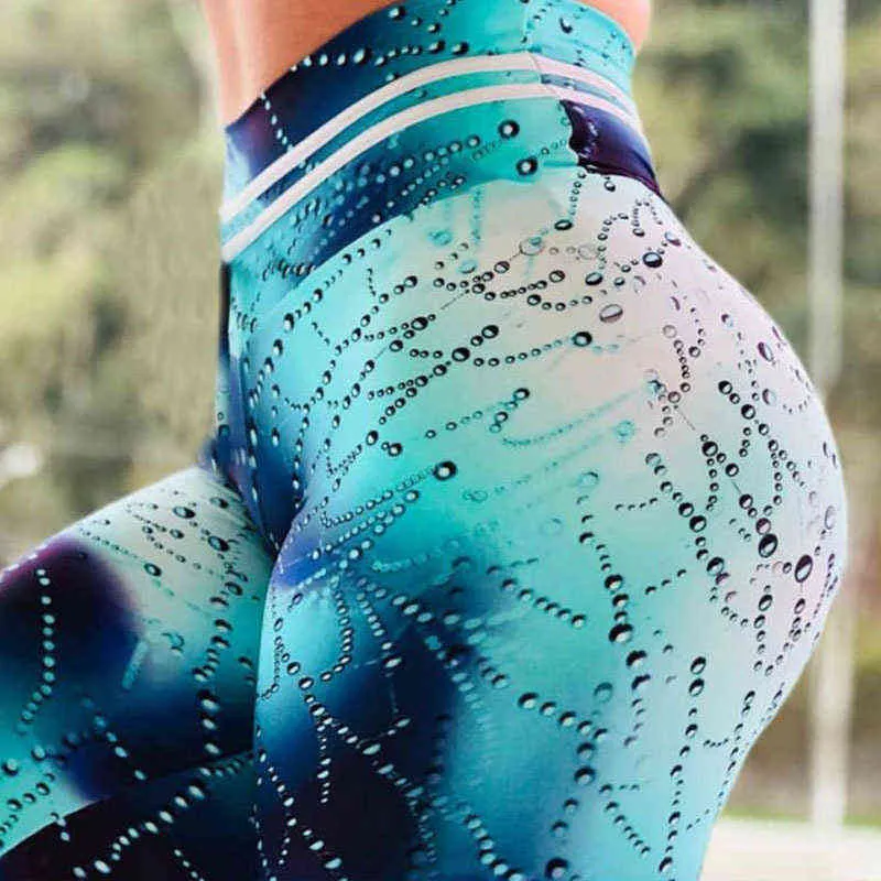 Nouveau femmes Yoga Leggings haute qualité Push Up élastique entraînement Scrunch Booty pantalon taille haute gouttelettes d'eau serré Legging S-XL H1221