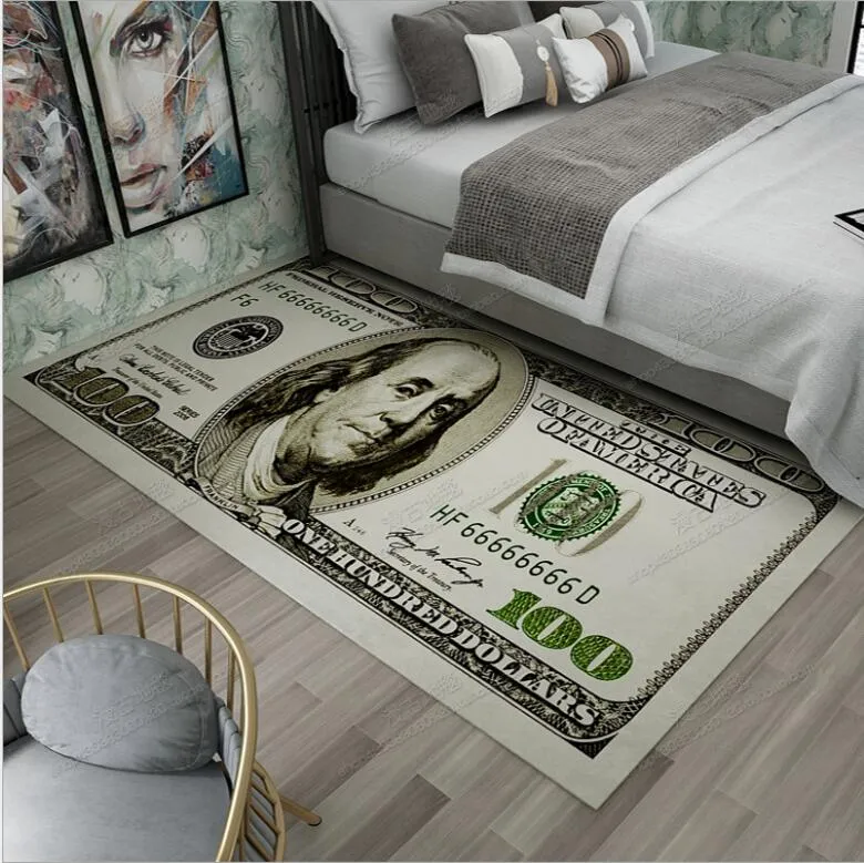 40 CM 90 CM Crative tapis antidérapant moderne décor à la maison tapis coureur Dollar imprimé tapis cent dollars 100 Bill imprimer qqasf280B