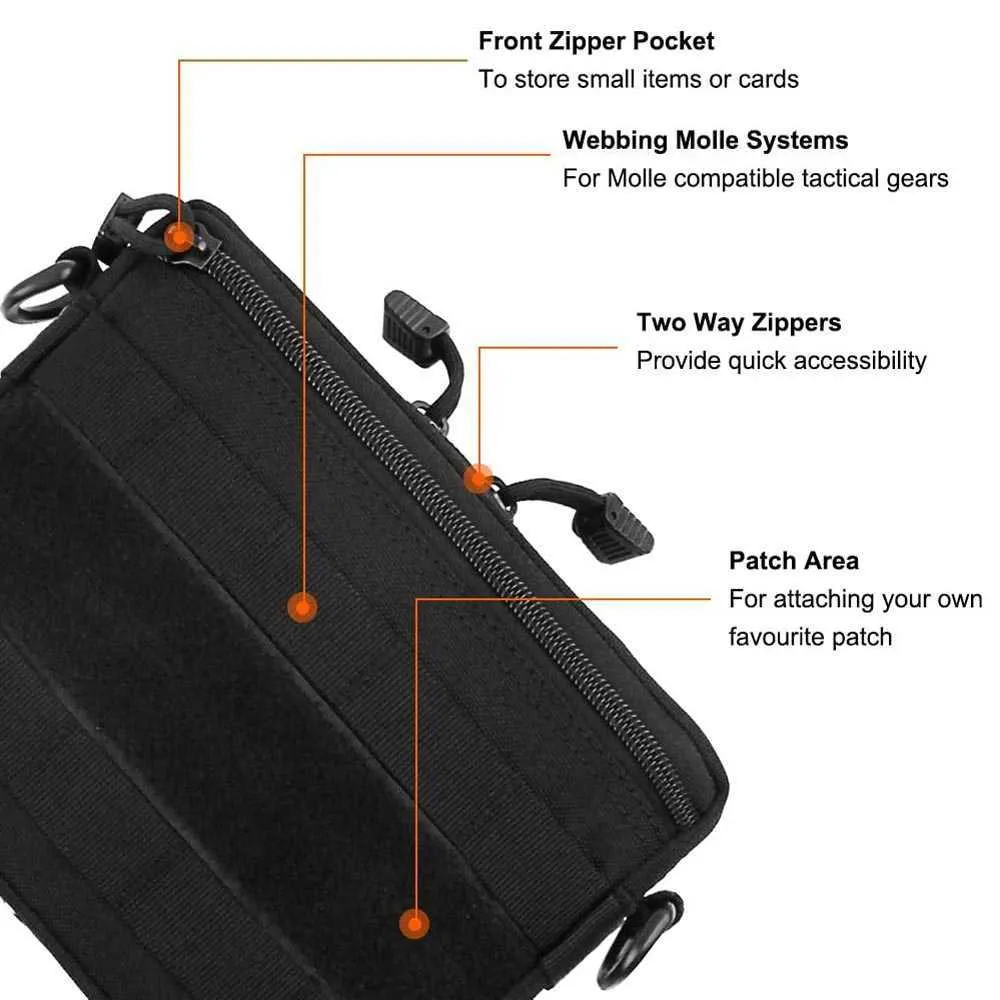 1000D Molle Pouch Tactical Emergency Survival Pocket Multi-fonctionnel EDC Taille Pack pour Ceinture Sac À Dos Camping En Plein Air EDC Sac Y0721