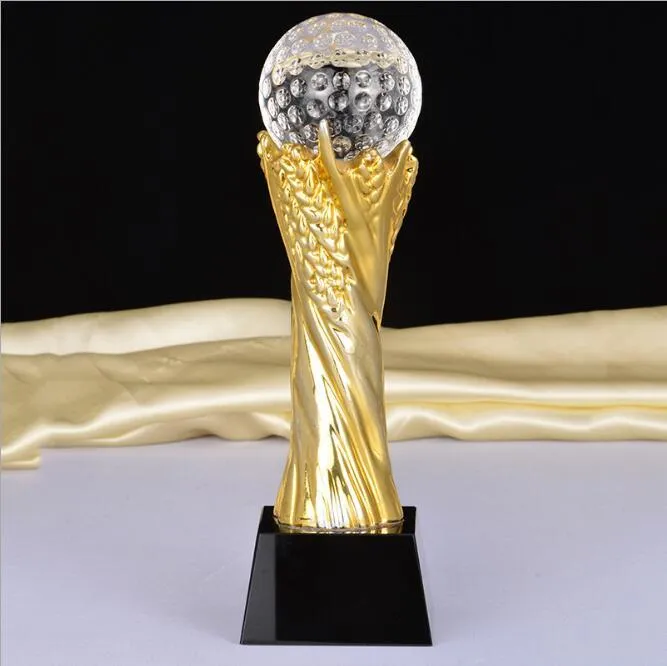 Creative Black Crystal Figurines Home Statue Crafts Gold plated Oscar Trophy Sculptures Accessories Livingroom Ornaments 210414