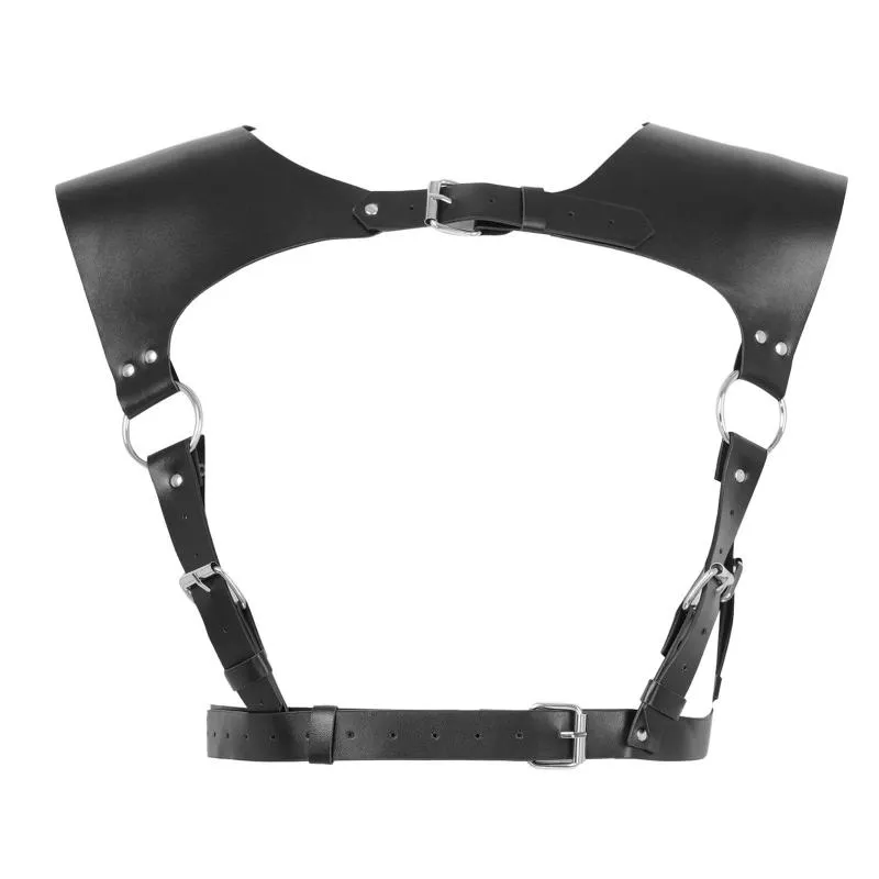 Belts Women Sexy Black PU Leather Waist Harness Adjustable Shoulder Strap Waistband Top Fashion Goth Rivets Hollow Belt Clubwear271v