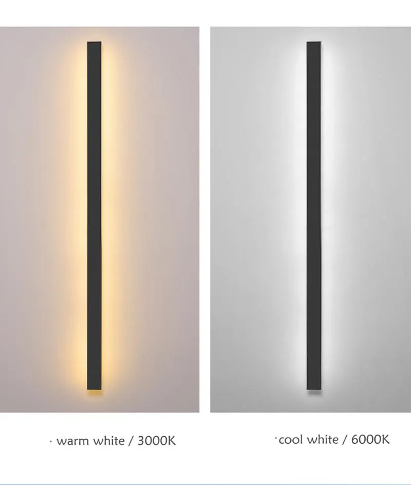 Lampy ścienne zewnętrzne długie paski nordyckie lampa minimalistyczna dekoracje LED LUMINAIRE Oświetlenie zewnętrzne IP65 Wodoodporne zewnętrzne nowoczesne Home305p