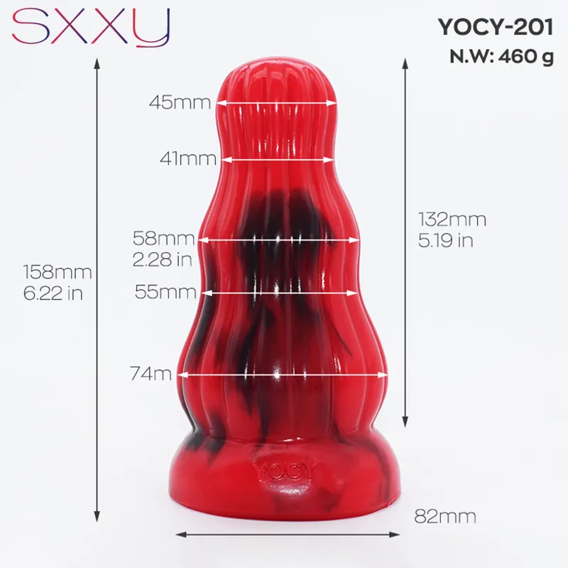 SXXY Giocattoli sexy anali Butt plug spesso Curva farcita Dildo in silicone Massaggio ano colorato Stimolatore lesbico le donne Masturbazione