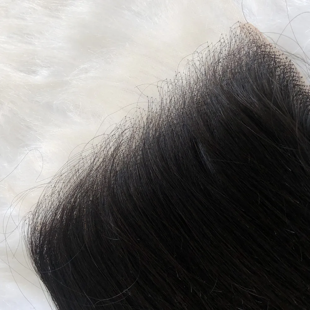 ブラジルの卸売4x4ボディー波の生のバージン透明100％人間の髪の毛がスイスの前頭レースの閉鎖