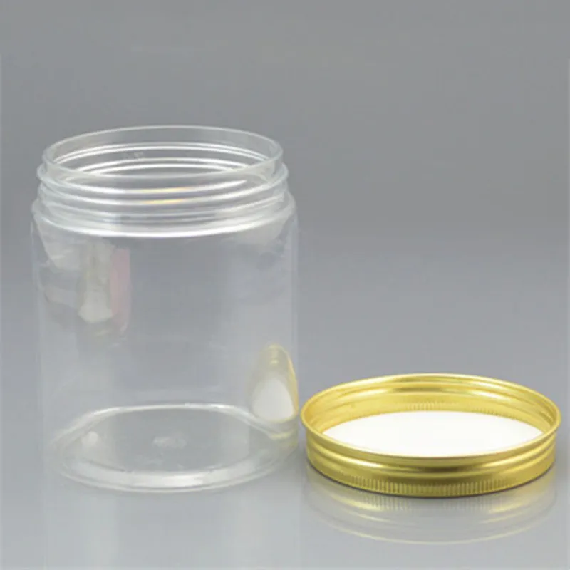 lot 250g nachfüllbares Plastikkosmetikglas 8oz Clear Serumflasche Gold weiß rosa Aluminium Deckel Cream Container Fit Body Butters3115115
