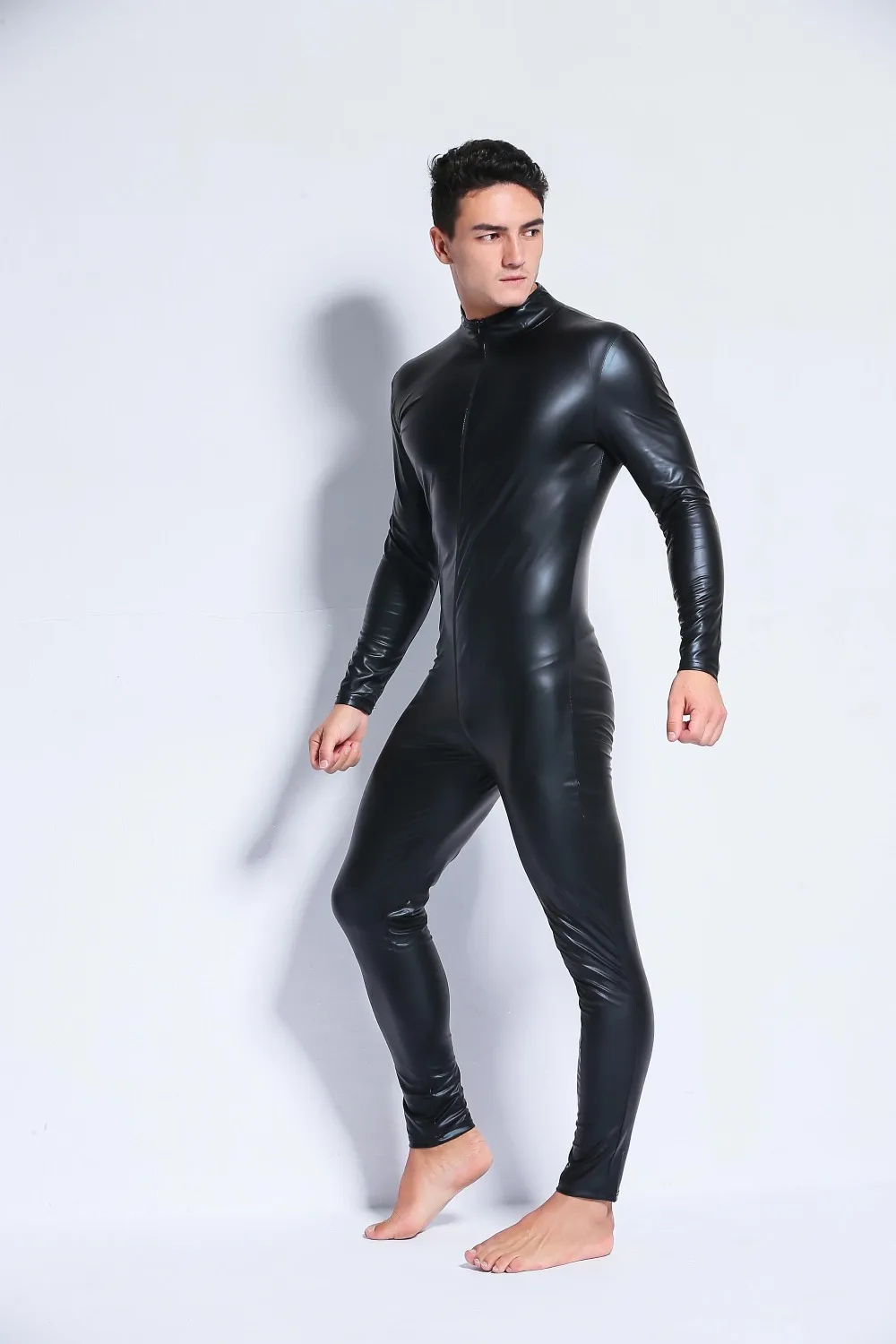 Costumi Catsuit Uomo Wetlook Ecopelle One Piece Skin Body 2022 Sexy Con apertura sul cavallo Collant Catsuit Zentai Suit Costume maschile Clubwear