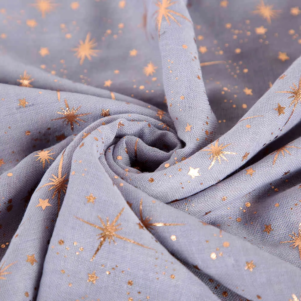 Foxmother Herfst en Winter Roze Navy Star Print Sjaal Vrouwen Folie Sliver Hijab Sjaals Glitter Galaxy Sjaal Wrap Dames 2019