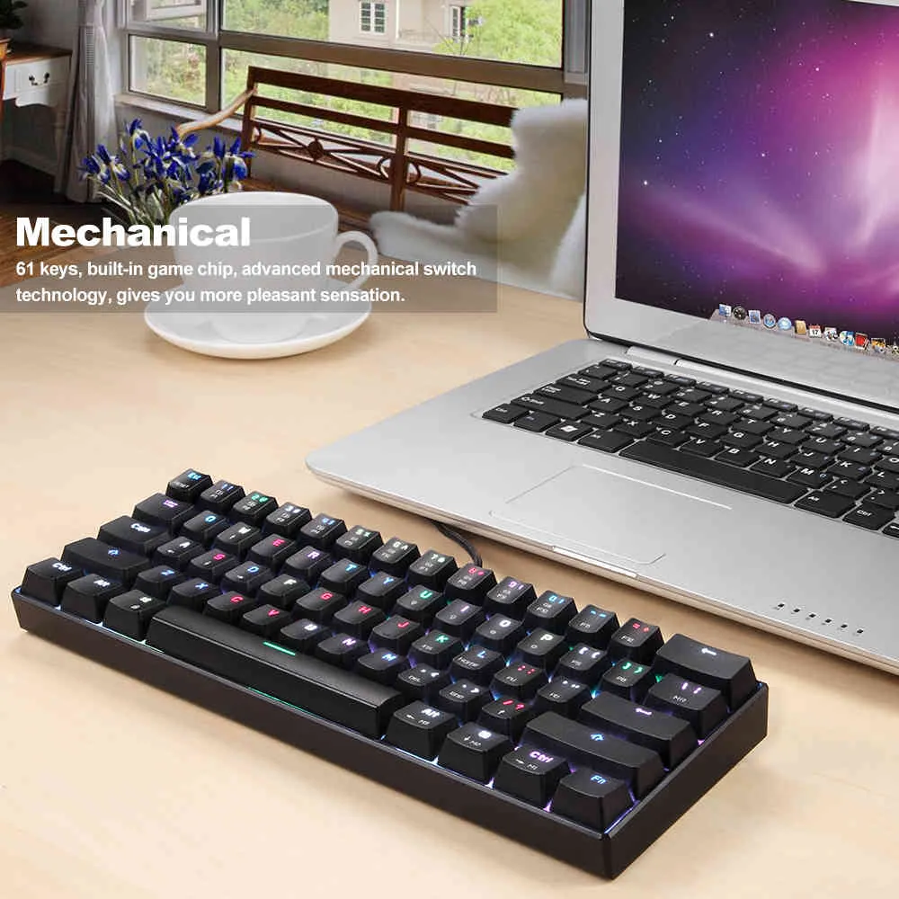 MotoSpeed ​​CK61 Teclado RGB Mecânico com Switch Vermelho Azul Velocidade Todas as teclas Anti-Ghost PC Computador Gaming