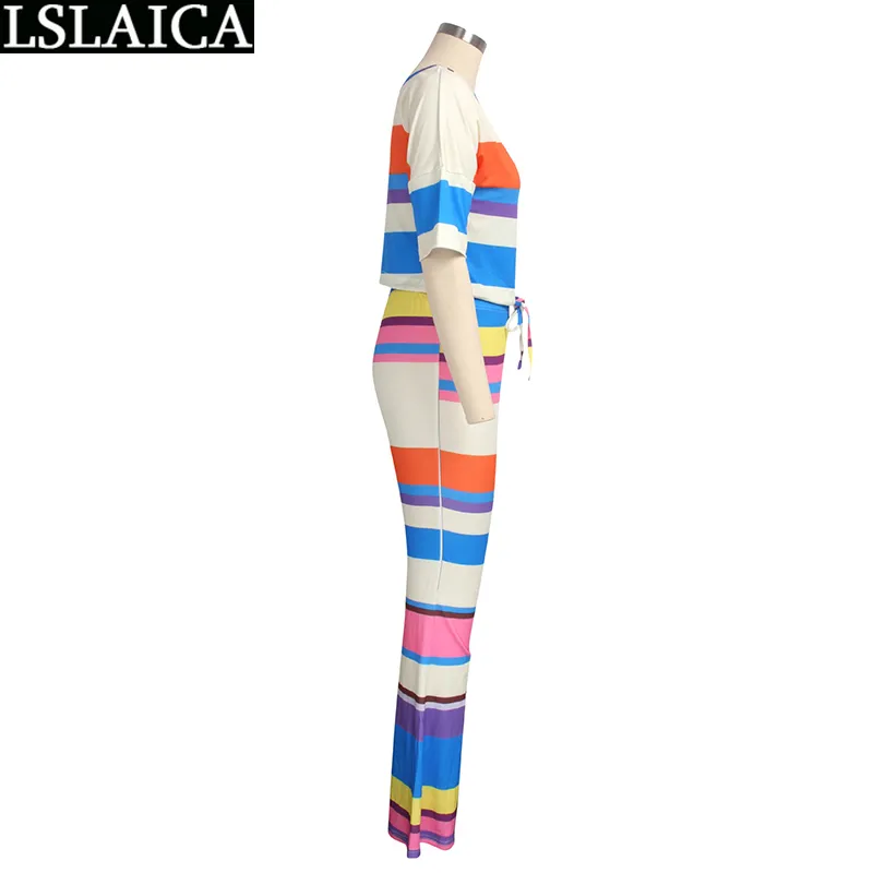 Set due pezzi moda stampa a righe pezzo donna casual coulisse elastico in vita pullover tute sportiva donna 210520