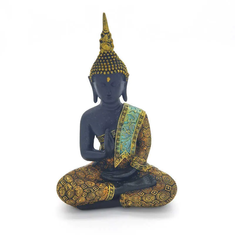 Buddha-Statue, 16 cm, 20 cm, Thailand-Skulptur, grünes Harz, handgefertigt, Buddhismus, Hindu-Figur, Meditation, Heimdekoration, 210827