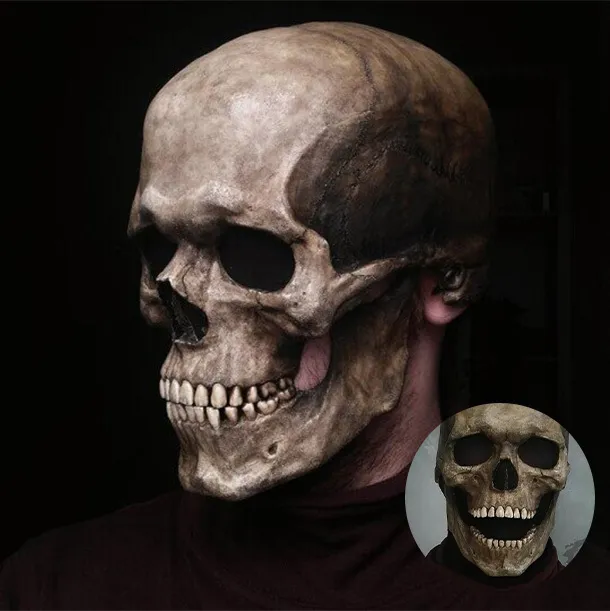 Griezelige Halloween Party Gezichtsmasker Volledige Hoofd Schedel Helm Cosplay Props Beweegbare Kaak Creatieve Grappige Unisex Volwassenen Enge Mascaras263U