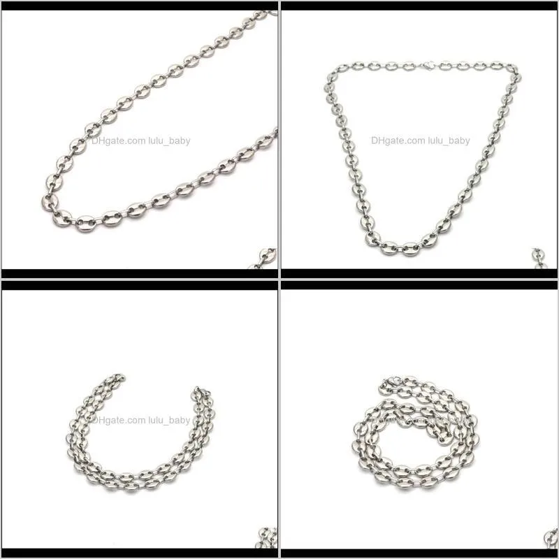 Chains Necklaces & Pendants Jewelrymujer And Hombre Whole Stainless Steel Necklace Sier Color Coffee Bean Fashion Jewelry N0421849