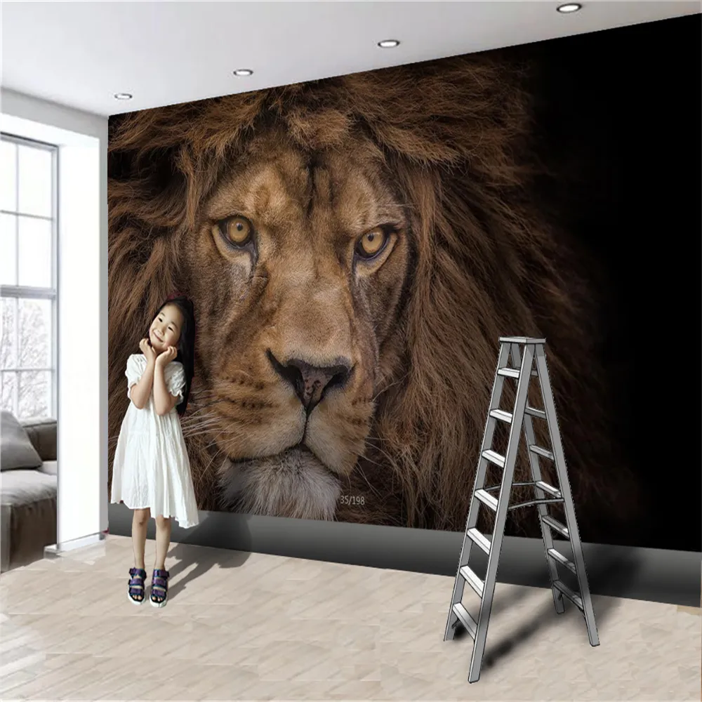 Decorazioni la casa 3d Carta da parati HD Mighty Wild Animal Lion Soggiorno camera da letto Sfondo Decorazione murale Sfondi murali Wallcovering2525