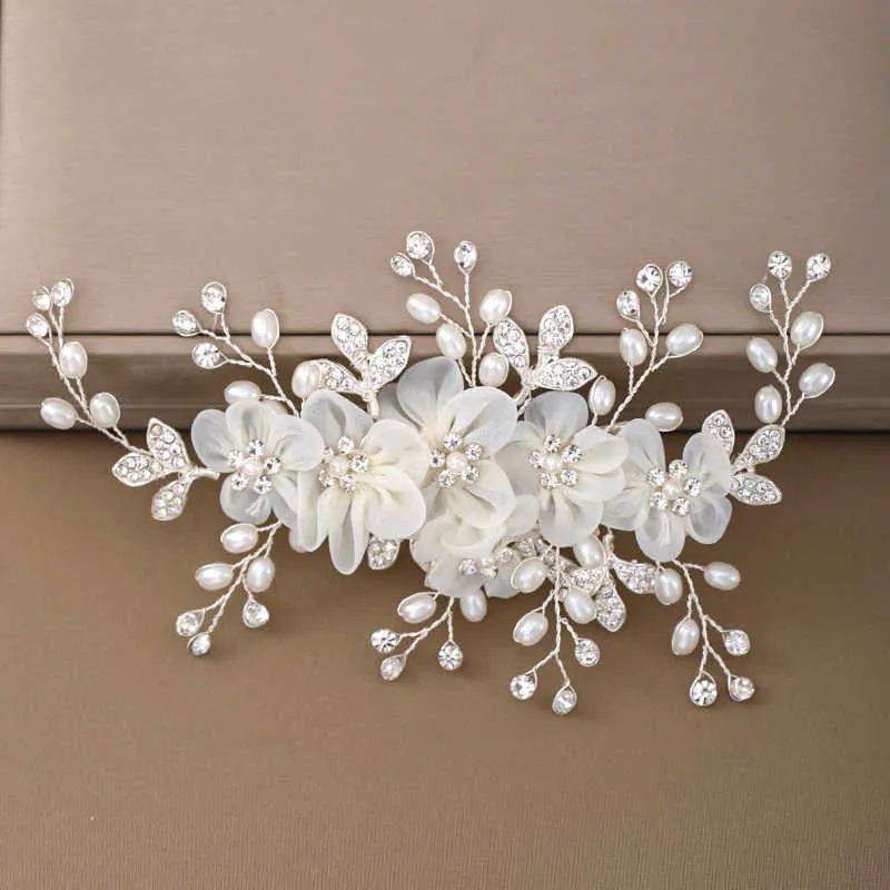 結婚式の白い花のヘアピンのヘッドドレス櫛のための花嫁のブライダルティアラのジュエリー210616