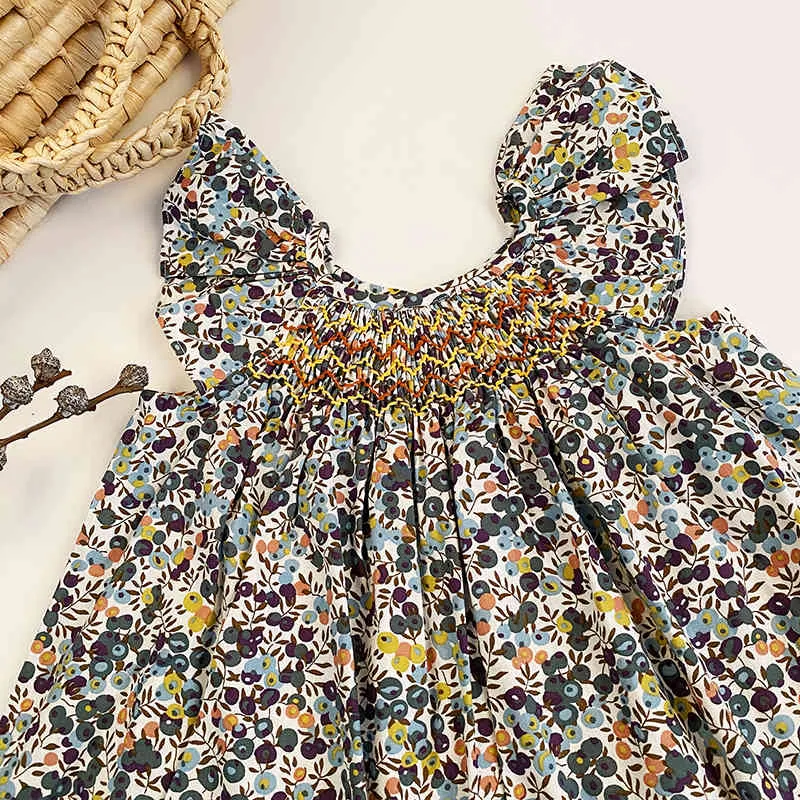 Bébé filles robes princesse vêtements Ins marque coton été lin vêtements Europe Amérique enfant en bas âge enfants robe 210429