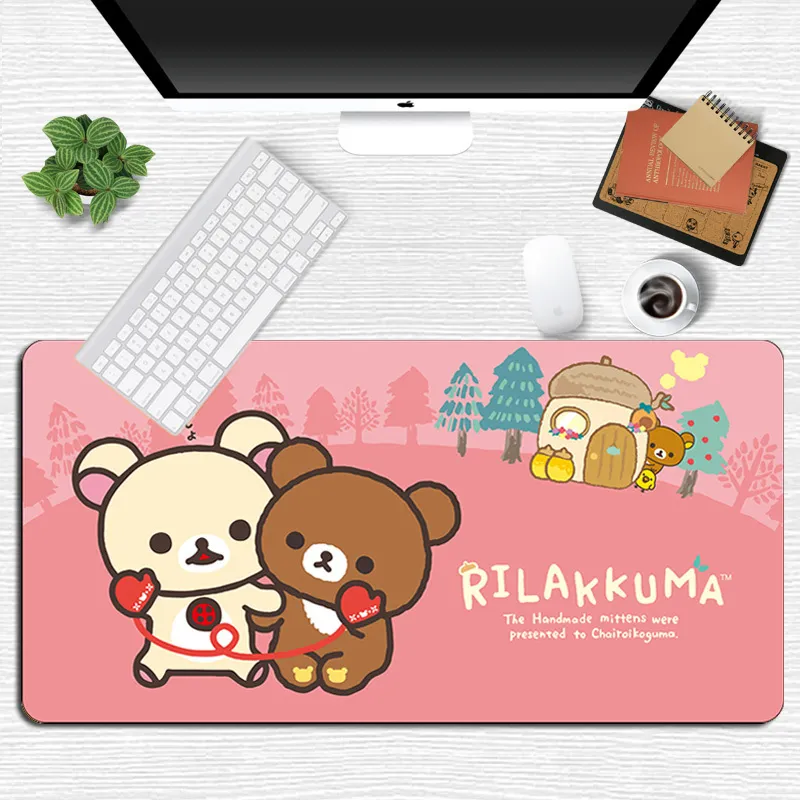 Cute Keyboard Gaming Mousepad Trwałe Gumowa Blokada Krawęta Duża Kreskówka Rilakkuma Podkładka Pod mysz Otaku Laptop Moda Biurka Mata