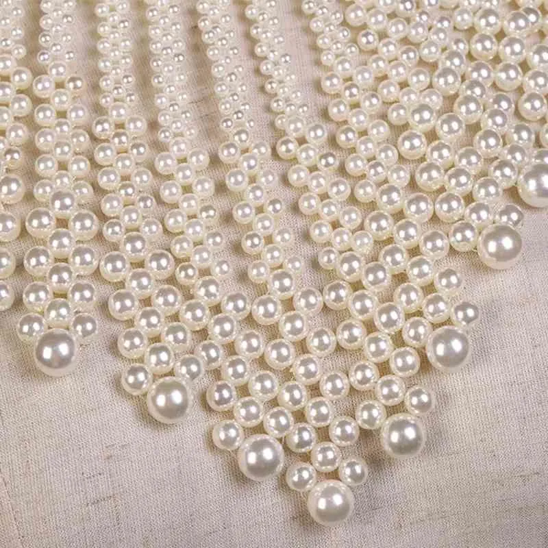 Women Pearl Beaded Bib Choker Necklace Collar Jewelry Female Party Accessories