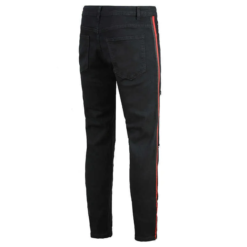 Korean style slim stretch plus size fashion trousers straight black jeans men hot diamond light color X0621