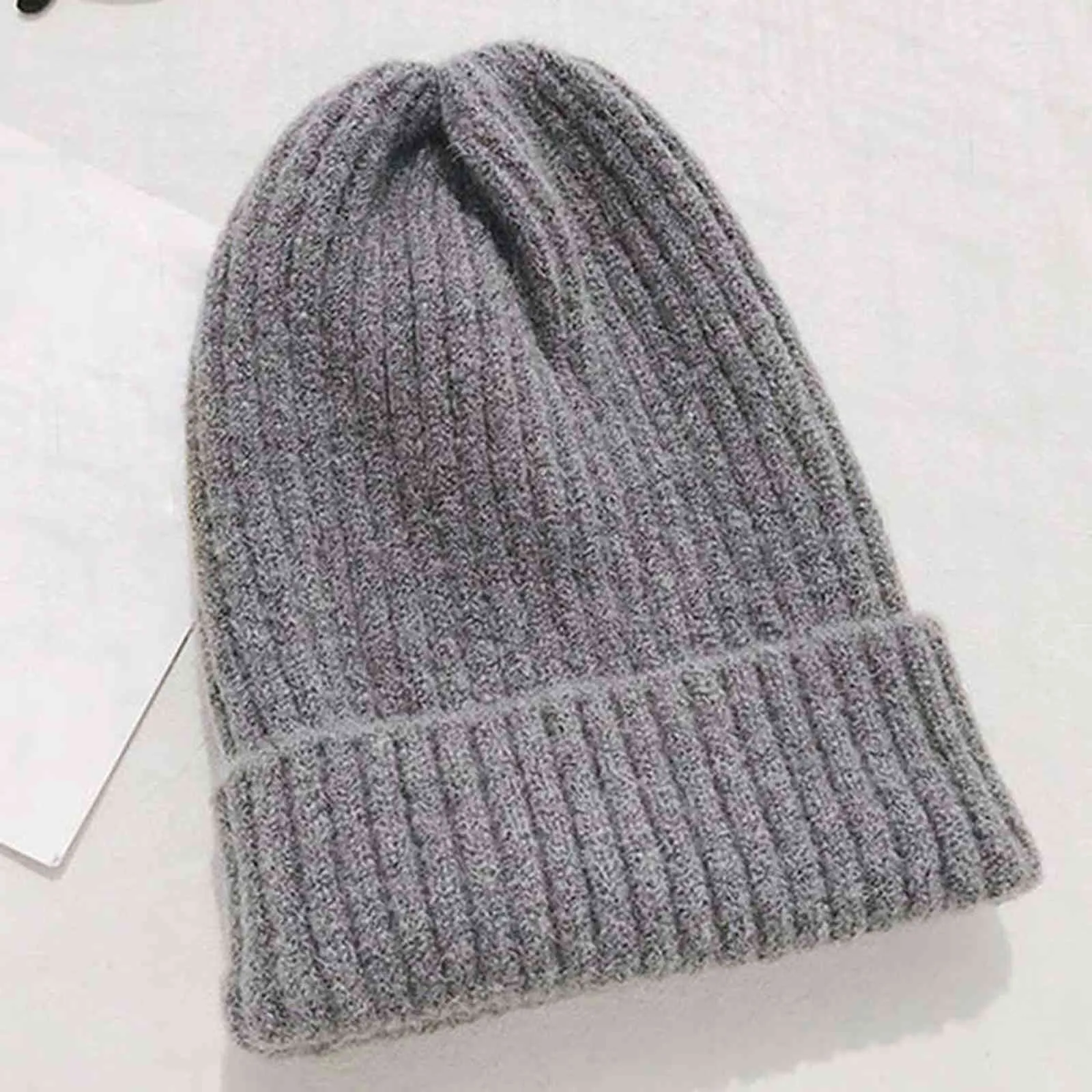 Bonnet d'hiver chaud pour femmes / hommes avec doublure en polaire, bonnet tricoté en laine mélangée, solide, fille, rouge, noir, blanc, rose, gris, Y21111