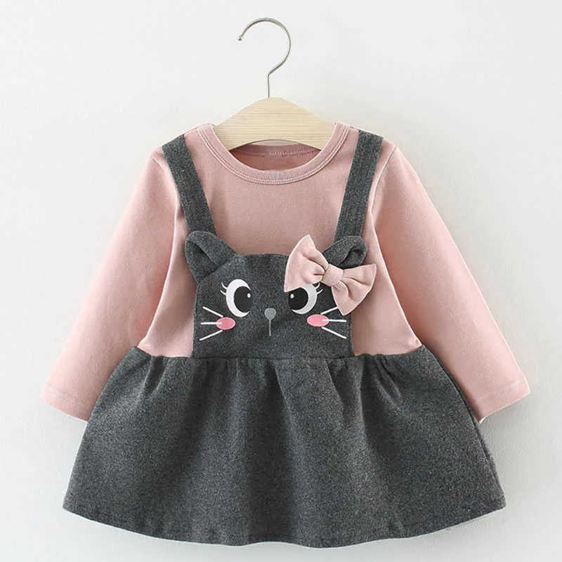 Bear Leader Infant Casual Dresses Autumn Christmas Fashion Kid Girl Ruffles Dress Lovely Baby Clothes born Vestido Suits 210708