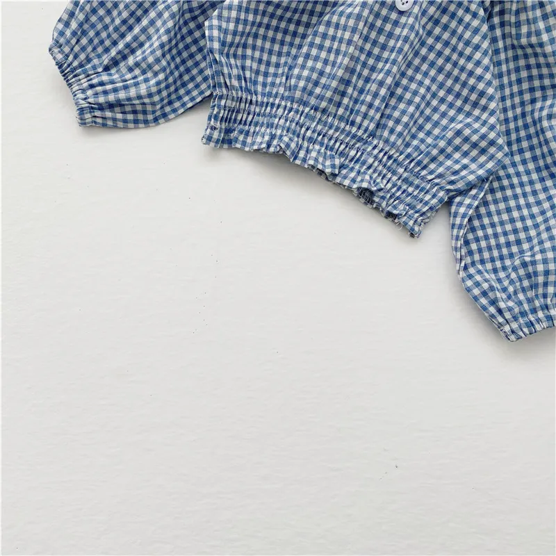 Spring Puff Meninas Short Shirt + Calças Calças de Two-Peça Terno Bebê Roupas Criança Suff Sleeve Top 210515