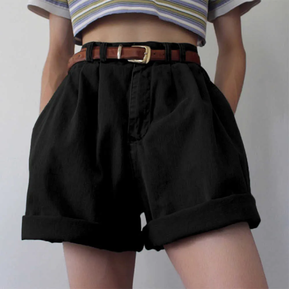 Fashion Casual Shorts For Female Summer Green Boyfriend Style Women's Short Pants High Waist Women's Shorts Streetwear 210702
