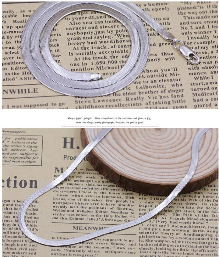 2021 Unisex Flat Snake Bone Chain Necklace 45cm 50 cm Blade Choker voor vrouwen Men 925 Zilveren sieraden San3218m