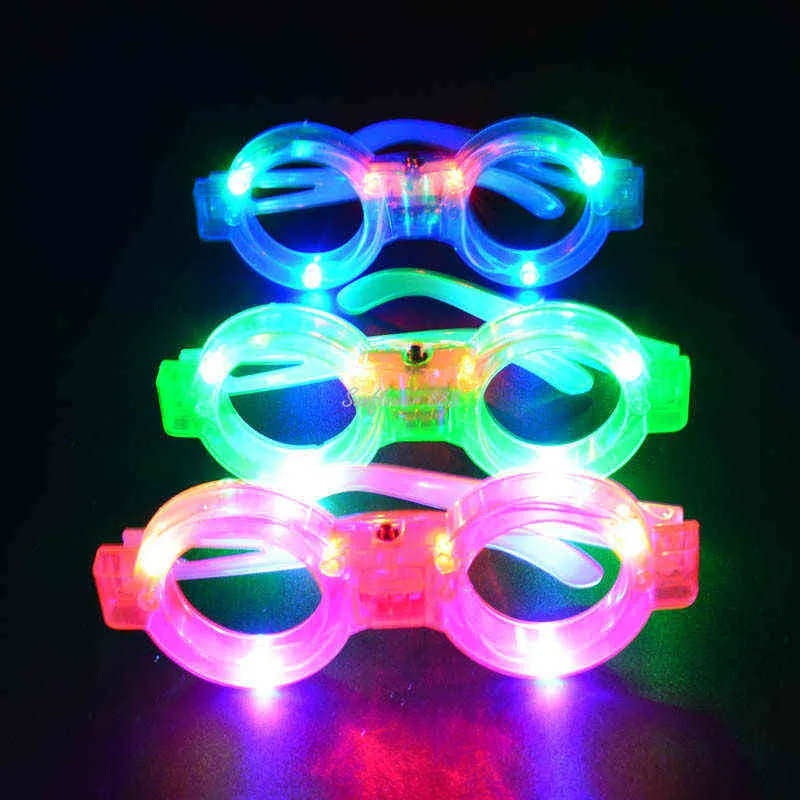 12 шт. Взрослых детей светодиодные очки легкие солнцезащитные очки Mardi Gras свечение в темных затворах оттенки неоновые флэш рождественский день рождения 2022 211216