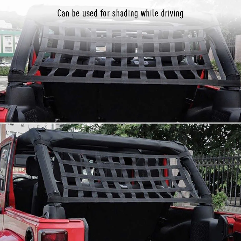 Élasticité automobile Mesh lourde Cargo Net Net Auto Toit Net Hamachrooft Net Car Hamac Corgo Sunshade Soft For Wrangler JK 07187195434