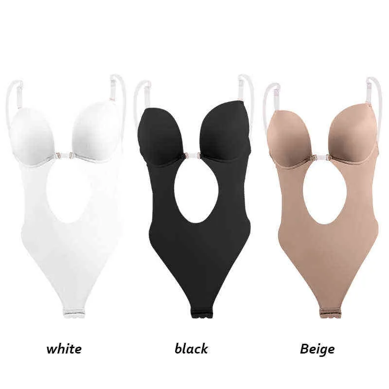 Body modellante Scollo a V profondoﾠreggisenoﾠsenza schienaleﾠAbiti da sposaﾠintimo da donnaﾠMutandineﾠCinturino trasparente Imbottito Shaperﾠdimagranteﾠ Corsetto 211112