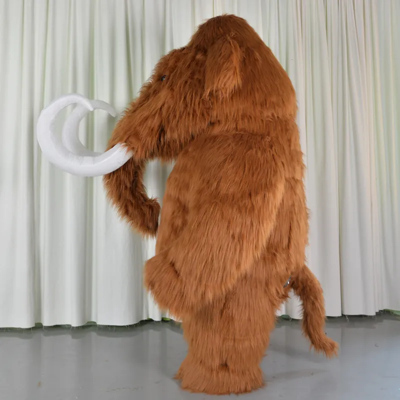 Costumi della mascotte Peluche Mammut Costume gonfiabile della mascotte Fursuit Mammuthus primigenius Promozione Halloween Party Vestito peloso Animale adulto
